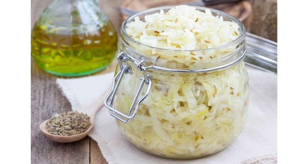 sauerkraut in a glass jar