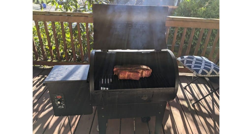 Smoking Chuck Roast In Traeger On Covered Porch